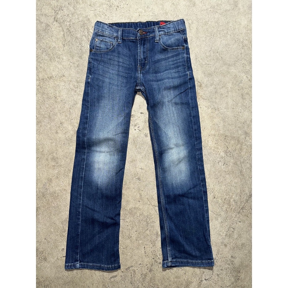 Wrangler Boys Sz 10 jeans Mid rise Adjustable Waist Denim Dark Wash Western Wear
